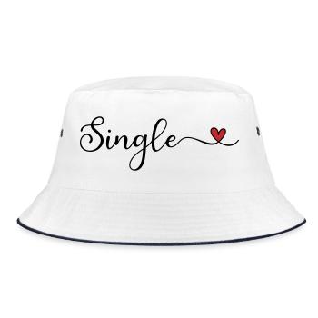 Single handgeschriebener Schriftzug mit Herz - Bucket Hat - Weiß/Navy - Vorne