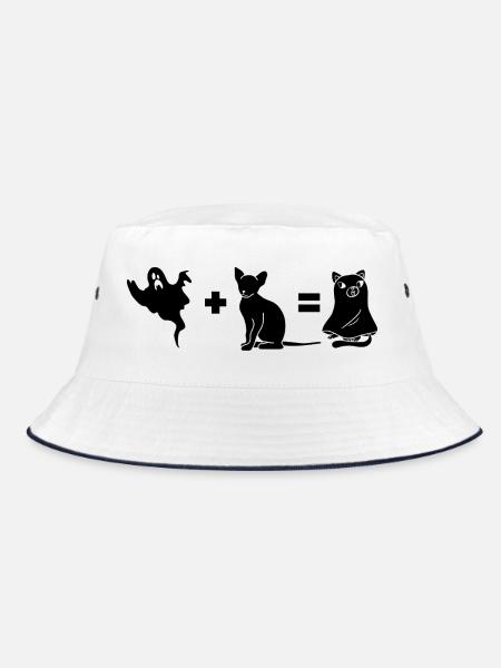 Funny Halloween Dog Ghost - Bucket Hat - Weiß/Navy - Vorne