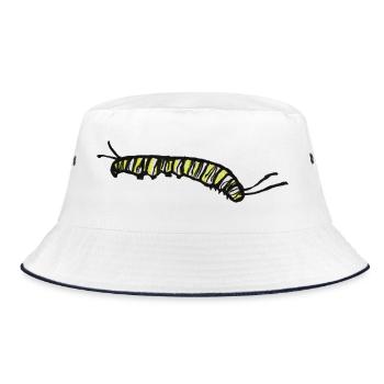 Striped Yellow Caterpillar - Bucket Hat - white/navy - Front