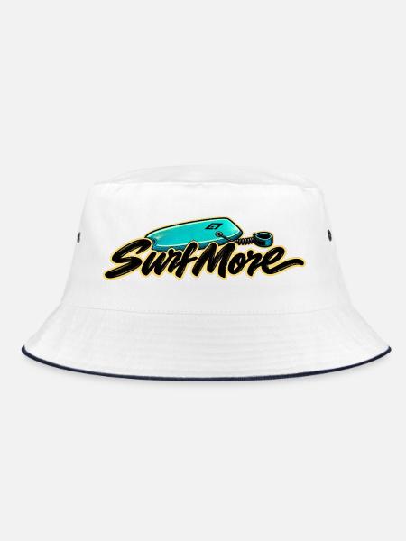 Surf More – Retro Bodyboard - Bucket Hat - Weiß/Navy