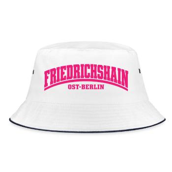 Friedrichshain - Ost-Berlin - Bezirk - Deutschland - Bucket Hat - Weiß/Navy - Vorne