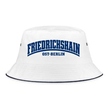 Friedrichshain - Ost-Berlin - Bezirk - Deutschland - Bucket Hat - Weiß/Navy - Vorne