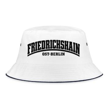 Friedrichshain - Ost-Berlin - Bezirk - Deutschland - Bucket Hat - Weiß/Navy - Vorne