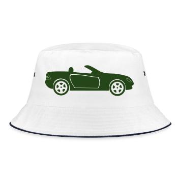Auto Cabrio Silhouette - Bucket Hat - Weiß/Navy - Vorne