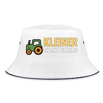Kleiner Traktorheld – Kinder T‑Shirt Geschenkidee - Bucket Hat - Weiß/Navy - Vorne