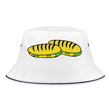 Sandwich Slipper Motiv - Bucket Hat - Weiß/Navy - Vorne