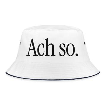 Ach so. | Reduzierter Typografie-Spruch - Bucket Hat - Weiß/Navy - Vorne