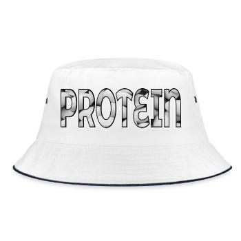 Protein Bohnen - Bucket Hat - Weiß/Navy - Vorne