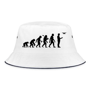 Drohne Evolution Für Drone Piloten - Bucket Hat - Weiß/Navy - Vorne