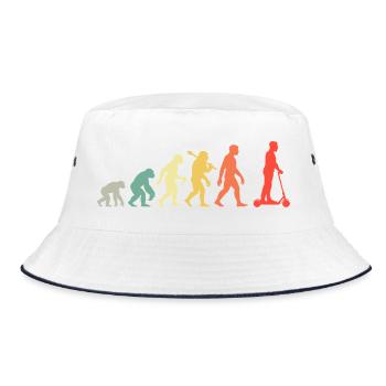 Retro Roller Evolution Elektroroller Rollerfahrer - Bucket Hat - Weiß/Navy - Vorne