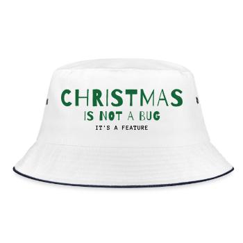 Christmas Is Not a Bug – It's a Feature - Bucket Hat - Weiß/Navy - Vorne