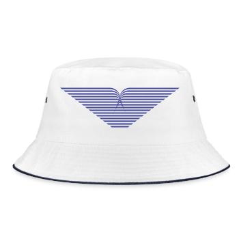 Blaues Strahlen-V Design - Bucket Hat - Weiß/Navy - Vorne