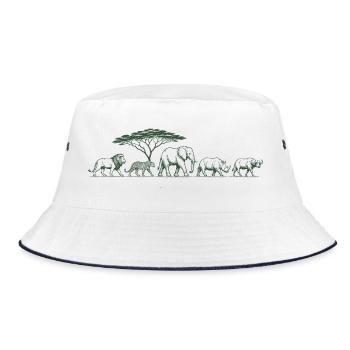 Big Five Safari Wildlife African Safari Animals - Bucket Hat - Weiß/Navy - Vorne