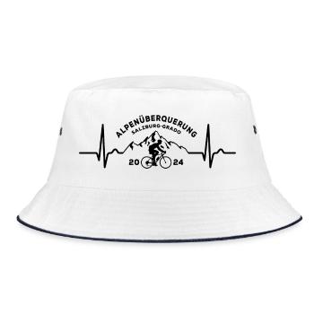 Alpenüberquerung Alpen 2024 Salzburg Grado - Bucket Hat - Weiß/Navy - Vorne