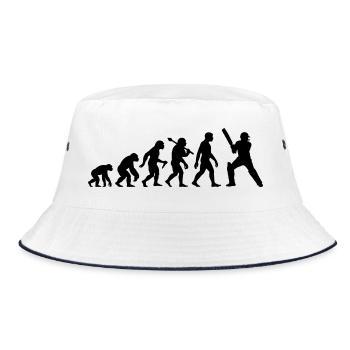 Cricket Evolution – Schlagmann – Ich Liebe Cricket - Bucket Hat - Weiß/Navy - Vorne