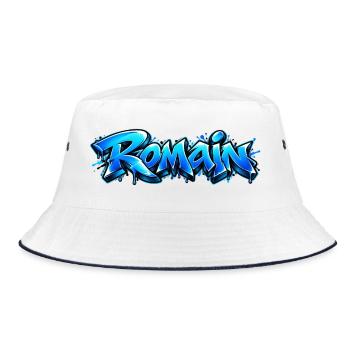 Romain Graffiti Name: Der König der Straße! - Bucket Hat - Weiß/Navy - Vorne