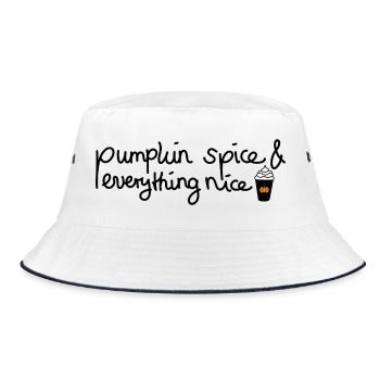 Pumpkin Spice & Everything nice - Herbstdesign - Bucket Hat - Weiß/Navy - Vorne