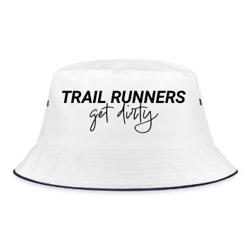 Trail Runners Get Dirty Spruch - Bucket Hat - Weiß/Navy - Vorne