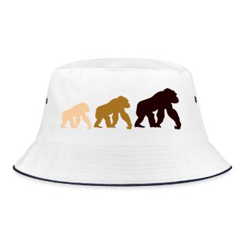 Dreier Gorillas Silhouetten - Bucket Hat - Weiß/Navy - Vorne
