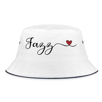 Jazz Heart Typografie - Bucket Hat - Weiß/Navy - Vorne