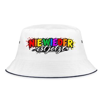 Nie Wieder ist Jetzt Graffiti - Bucket Hat - Weiß/Navy - Vorne