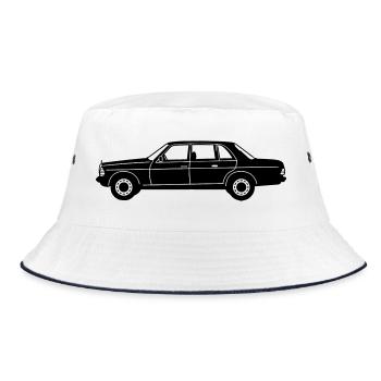 MB W123 Oldtimer Kult seitlich ...(25) - Bucket Hat - Weiß/Navy - Vorne