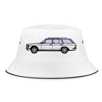 MB W123 T Model Kombi ...(25) - Bucket Hat - Weiß/Navy - Vorne