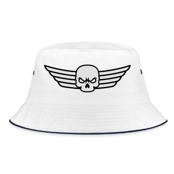 Skull and Wings - Bucket Hat - white/navy - Front