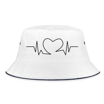 Heartbeat heart - Bucket Hat - white/navy - Front
