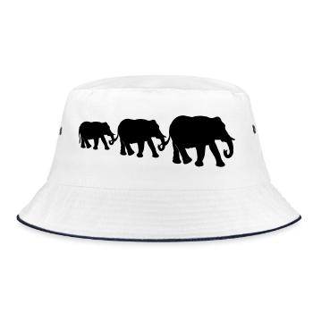 Éléphants, famille d’éléphants, silhouettes noires. - Bob - blanc/marine - Devant