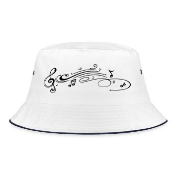 Musik, Notenschlüssel, clef - Bucket Hat - Weiß/Navy - Vorne