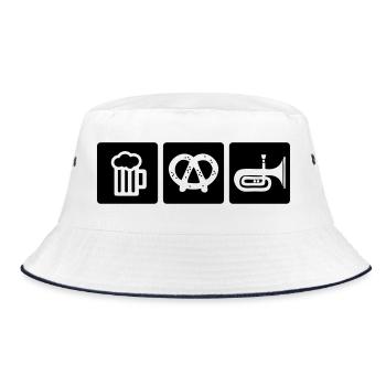 brezel blasmusik - Bucket Hat - Weiß/Navy - Vorne