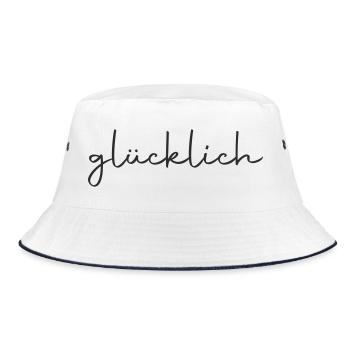 glücklich - Bucket Hat - Weiß/Navy - Vorne