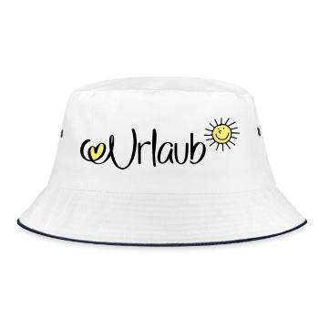Urlaub - Bucket Hat - Weiß/Navy - Vorne
