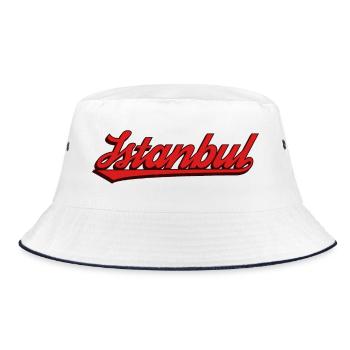 Istanbul lettering underlined in red - Bucket Hat - white/navy - Front