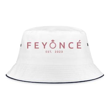 Feyoncé Est. 2023 - Braut zu werden - Verlobungsfeier - Bucket Hat - Weiß/Navy - Vorne