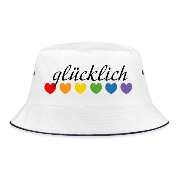 Regenbogenherzchen gluecklich LGBT lgbtqi queer - Bucket Hat - Weiß/Navy - Vorne