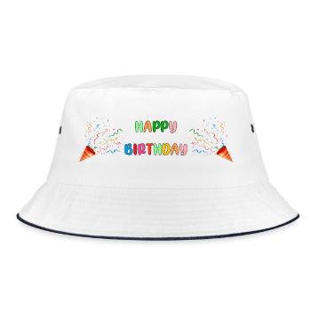 Happy Birthday Rainbow - Bucket Hat - white/navy - Front