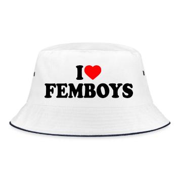 I love femboys - Bucket Hat - white/navy - Front