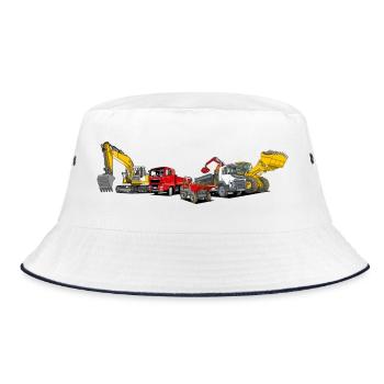 Construction Machinery Fleet - Bucket Hat - white/navy - Front