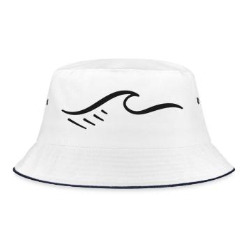 Abstract Geometric Wave Pattern - Bucket Hat - white/navy - Front