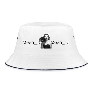 Mom - Megaphon - Mama - Superwoman - starke Frau - Bucket Hat - Weiß/Navy - Vorne