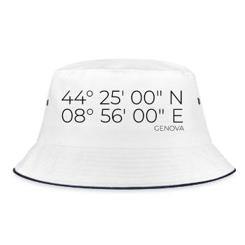 Coordinates: Genova, Genoa, Italy - Bucket Hat - white/navy - Front