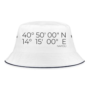 Koordinaten Napoli Neapel Italien - Bucket Hat - Weiß/Navy - Vorne