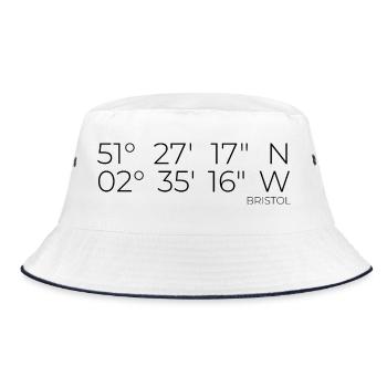 Coordinates: Bristol, England - Bucket Hat - white/navy - Front