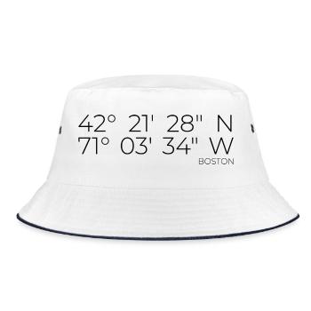 Boston Massachusetts coordinates - Bucket Hat - white/navy - Front