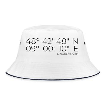 Koordinaten Sindelfingen - Bucket Hat - Weiß/Navy - Vorne