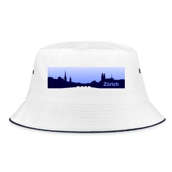 Zürich City - Skyline - Stadt - Design - Züri Love - Bucket Hat - Weiß/Navy - Vorne