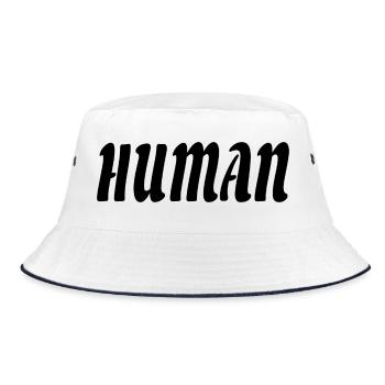 Schriftzug Human LGBT - Bucket Hat - Weiß/Navy - Vorne