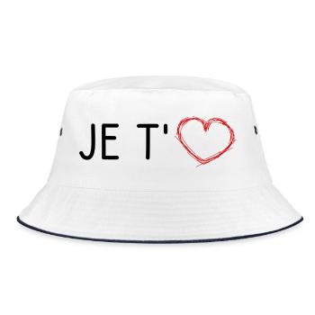 HEART. CHRISTMAS. COUPLE. VALENTINE'S DAY. JUST MARRIED. - Bucket Hat - white/navy - Front